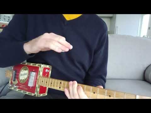 lesson for Albatross by Fleetwood mac on 3 string cigarbox guitar , Roland Street cube amp