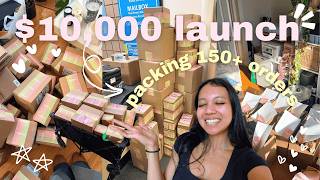 packing $10,000 worth of orders for my small business📦 // 150+ orders, first successful launch