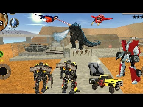 Vegas Crime Simulator - (Transformer Robot Attack Godzilla) Transformer Caught Military Power - HD