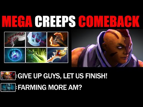 Farm Machine 1000GPM Anti Mage Defend Mega Creeps - Impossible Comeback Immortal Rank Dota 2
