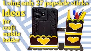 Diy Beautiful Mobile and pen organisar using popsicle sticks |using Jute thread