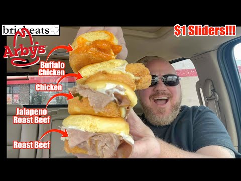 Arby's $1 Sliders REVIEW- Buffalo, Chicken, Jalapeño & Roast Beef- brickeats