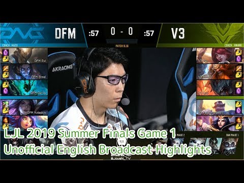 [ENG]DFM(Evi Pantheon) VS V3(Ace Leblanc) G1 - LJL 2019 Summer Split Finals