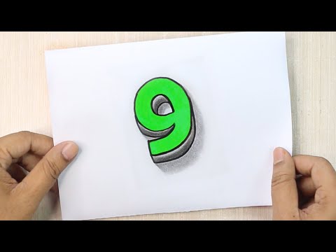 3D Number Drawing : 9