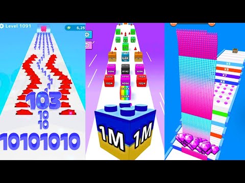 Jelly Merge Run 2048 vs Canvas Run vs Number Master 2048 : Number Run 3D Max Level Gameplay 👌 👍