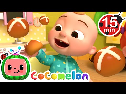 Hot Cross Buns | 15 MIN Animal Loop | Food and Snakcs | CoComelon Nursery Rhymes & Kids Songs