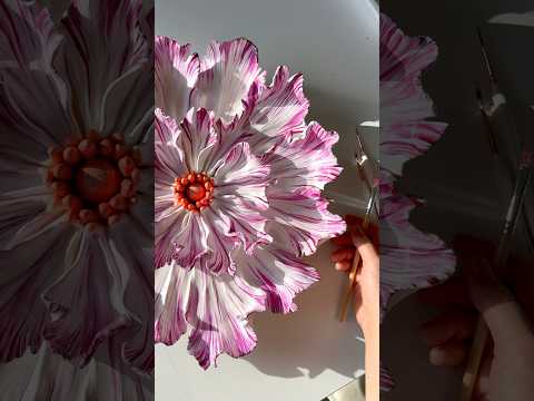 Sculpting and painting a new floral wall sculpture #fineart #clayart #floraart #contemporaryart