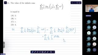 ISI MMath 2024 Solutions | Q21 (Question 21) – Sum of Infinite Series with Limits