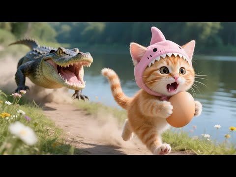 Crocodile Attacks as a Kitten Steals an Egg – Mama Cat Risks Her Life to Save Her Baby | Cat Videos