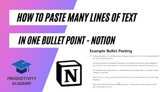 How To Paste Several Lines Of Text Into ONE Bullet Point In Notion