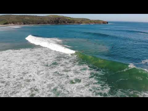 Drone footage of surfers at the Farm
