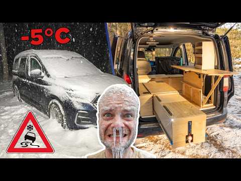 Hält der Ausbau? ❄️ -5°C Härtetest im VW Caddy Minicamper