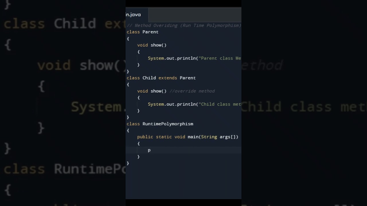 Method Overriding Program in Java | OOPs Concepts | Polymorphism | Core Java Code | Coding in java