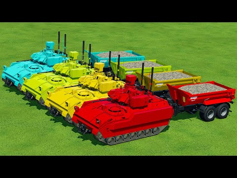 LOAD & TRANSPORT STONES WITH MILITARY TANKS AND EXCAVATORS - Farming Simulator 22