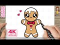 How To Draw A Cute Gingerbread Man Easy Christmas Drawing For Kids