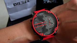 DIESEL DZ7370 Mr. Daddy 2.0 Silicone Stainless Steel Red Watch