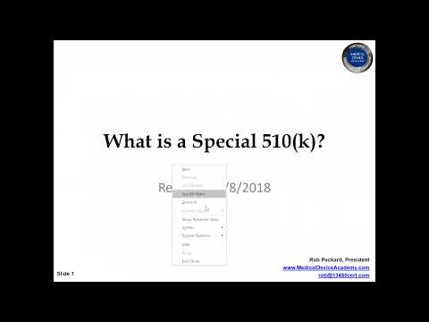 Webinar for Special 510(k) Submissions