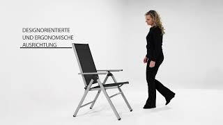 KETTLER BasicPlus Pro Klappstuhl, silber/anthrazit, Aluminium/Textilene, 75 x 62 x 110 cm, klappbar