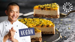 Cheesecake | Veganer Cheesecake mit Passionsfrucht [Rezept]