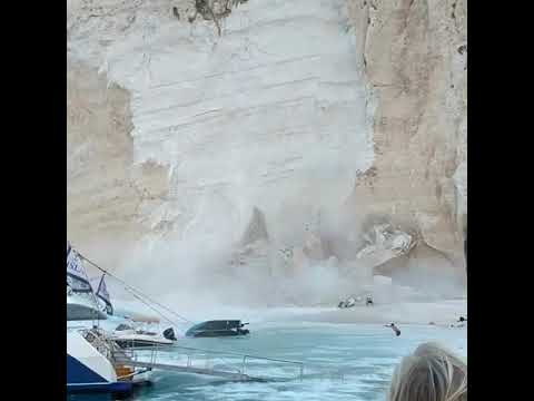 Massive Cliff Collapse on Navagio beach, Zakynthos - Greece