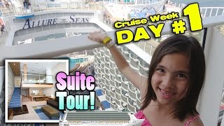 TWO STORY ROOM TOUR!! Royal Caribbean ALLURE OF THE SEAS Crown Loft Suite! [CRUISE WEEK DAY 1]
