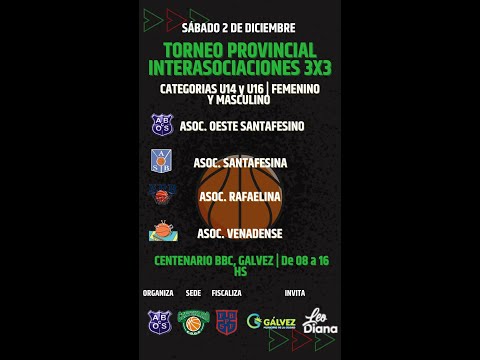 Torneo Provincial Interasociaciones 3x3 Categorias U14 y U16  Femenino y Masculino...01-12-23