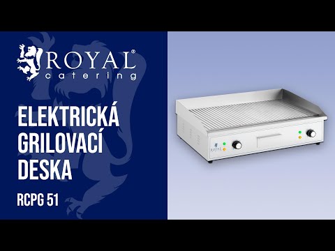 video - Elektrická grilovací deska - 700 x 400 mm - Royal Catering - vroubkovaná deska - 4400 W