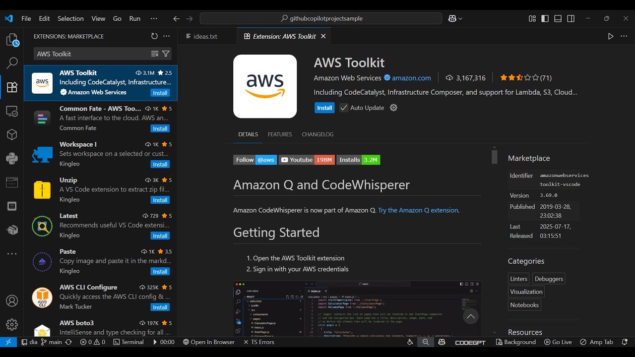 Amazon AWS Toolkit CodeWhisperer AI Best FREE Alternative to GitHub Copilot For VSCode is INSANE