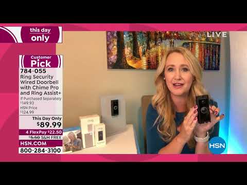 Ring Security Wired Video Doorbell with Chime Pro and Ri...
