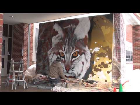 Timelapse of Wallingford graffiti artist creating a life-like mural