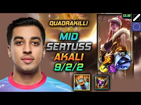 Akali Mid Build Sertuss Hextech Rocketbelt Fleet Footwork - LOL EUW Challenger Patch 13.18