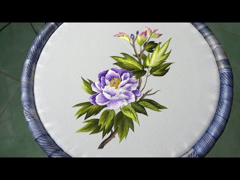 Beautiful Purple Peony Embroidery Design - Hand Embroidery Art (Kit 238)