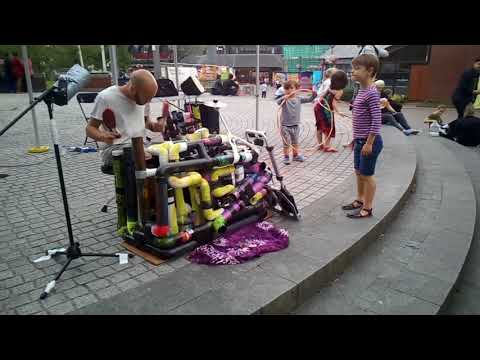 Walthamstow Pipe Guy at the Walthamstow Night Feast PVC Pipes ,playing House/Trance/Techno