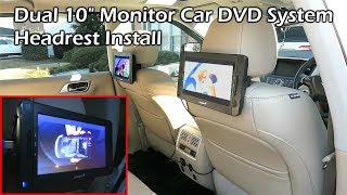 Portable Dual 10" Monitor DVD Player Car Headrest Install