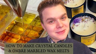 How I Make Crystal Candles + Ombré Marbled Wax Melts | *a relaxing candle making diary*