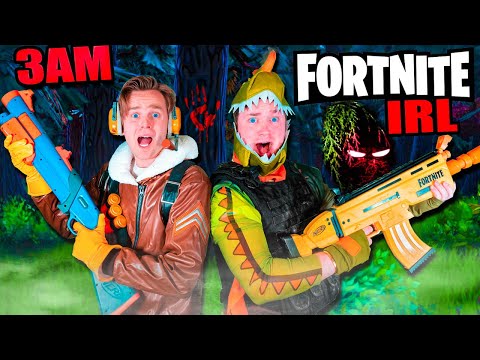 FORTNITE BATTLE ROYAL IRL - 3AM CHALLENGE Monster In The Woods! (Scary)