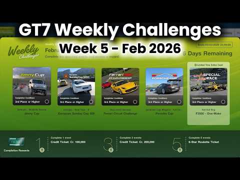 GT7 Weekly Challenges Feb 2026 Week 5 +Tunes/Car Setup Earn 850k Credits +Car Gran Turismo 7 on PS5