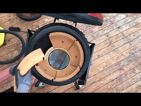 Installing the new AMP firebox in the Kamado Joe Classic.