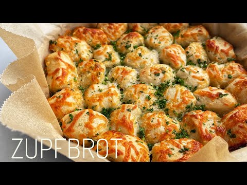 Schnelles Zupfbrot, Pizza Brötchen selber backen, 5 Minuten Rezept Käsebrötchen, Knoblauch Brot
