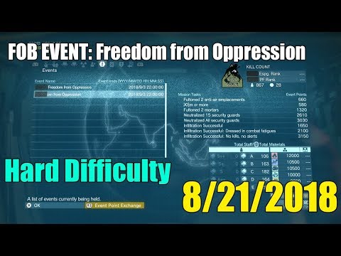 Metal Gear Solid V- FOB Event [Freedom From Oppression] HARD August 21st, Guide