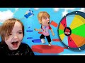 THE WHEEL of ROBLOX!! Adley & Niko choose Mini-Games Fall Block & Capture the Flag to play with Dad
