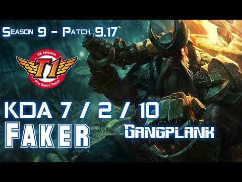 SKT T1 Faker GANGPLANK vs QIYANA Mid - Patch 9.17 KR Ranked