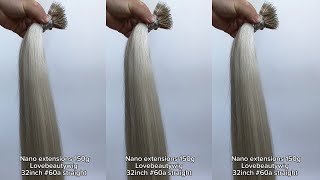 lovebeautywig | 32inch Platinum Ash Blonde Nano Human Hair Extensions 150g#nanohairextensions