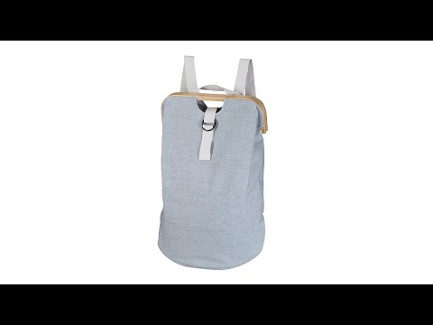 Wäschesack mit Schultergurten Braun - Grau - Weiß - Bambus - Textil - 39 x 65 x 25 cm