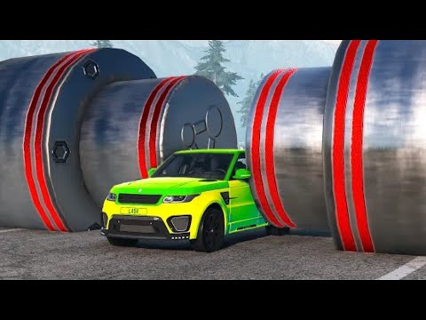 Car van 2 Bollard Crush - BeamNG.Drive