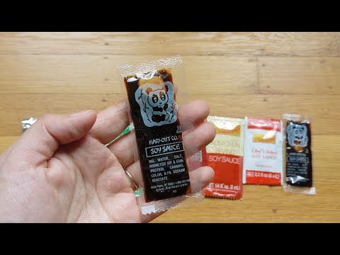 Part of a video titled What's in Your Chinese Takeout Soy Sauce Packet? + Bonus Unboxing
