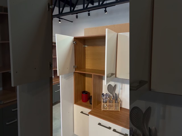 Armário de Cozinha com Balcão Maitê 7 Portas 2 Gaveta Cinamomo/Grafite - Panorama Móveis