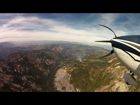 Birth of a HUGE Wild Fire - California Mountain Flying - C182 Skylane - ATC audio