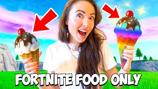 Eating ONLY Fortnite Foods for 24 HOURS! (Ice Cream Challenge)