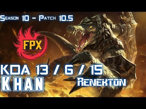 FPX Khan RENEKTON vs SHEN Top - Patch 10.5 KR Ranked